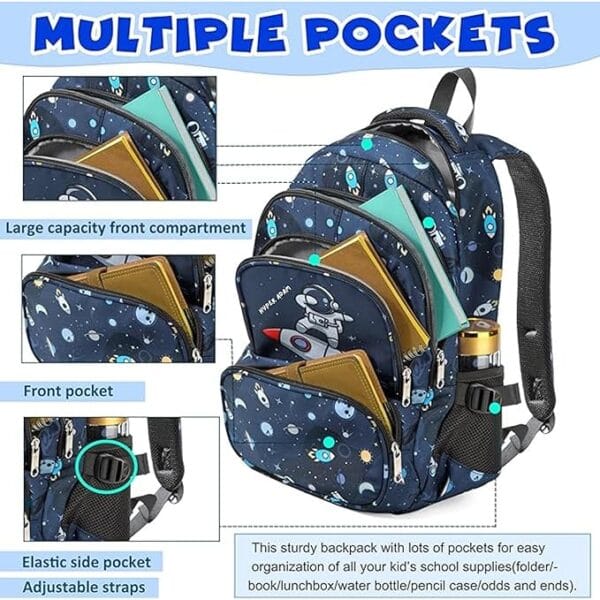 35 L Space Blue School Bag - Image 3