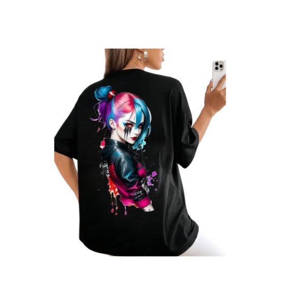 WOMENS OVERSIZE BLACK T SHIRT - Image 2