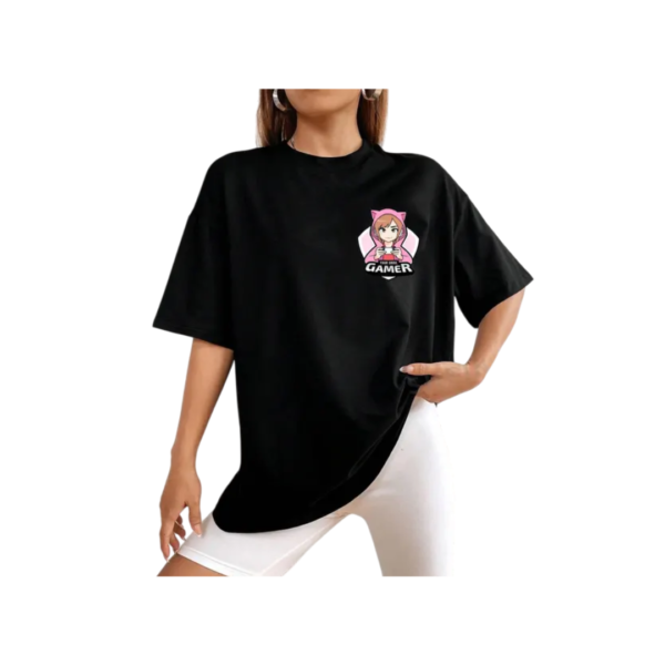 WOMENS OVERSIZE BLACK T SHIRT - Image 3