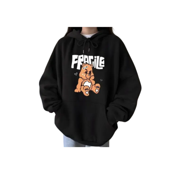 Women Black Hoodie  - Image 2